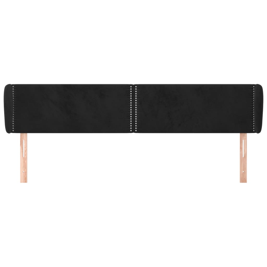 sengegavl med kanter 163x23x78/88 cm fløjl sort