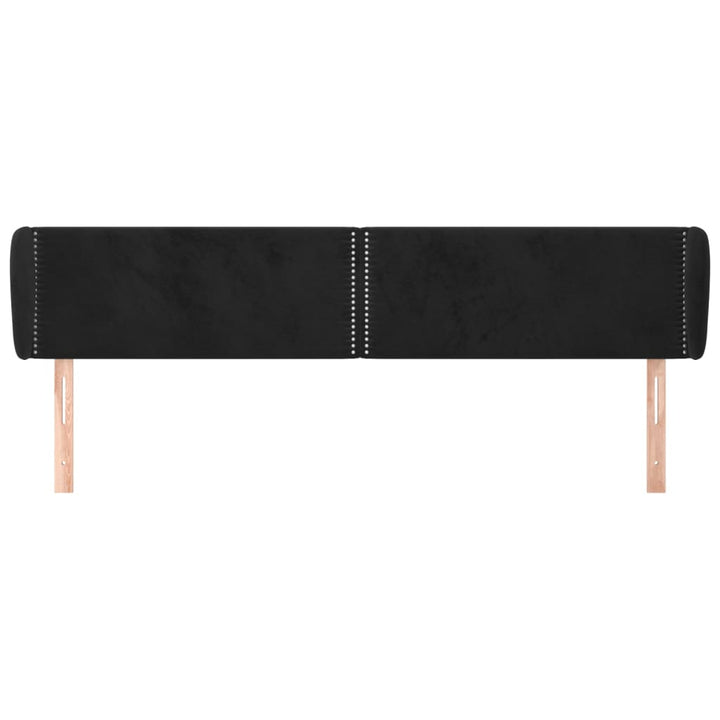 sengegavl med kanter 163x23x78/88 cm fløjl sort