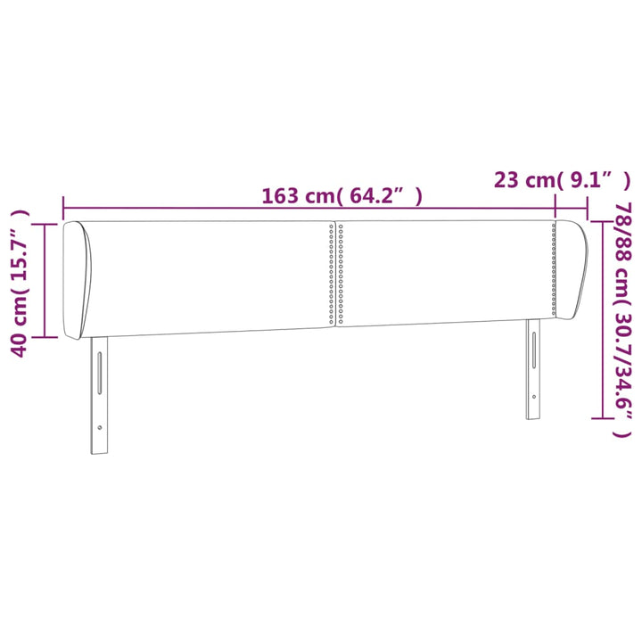 sengegavl med kanter 163x23x78/88 cm fløjl sort