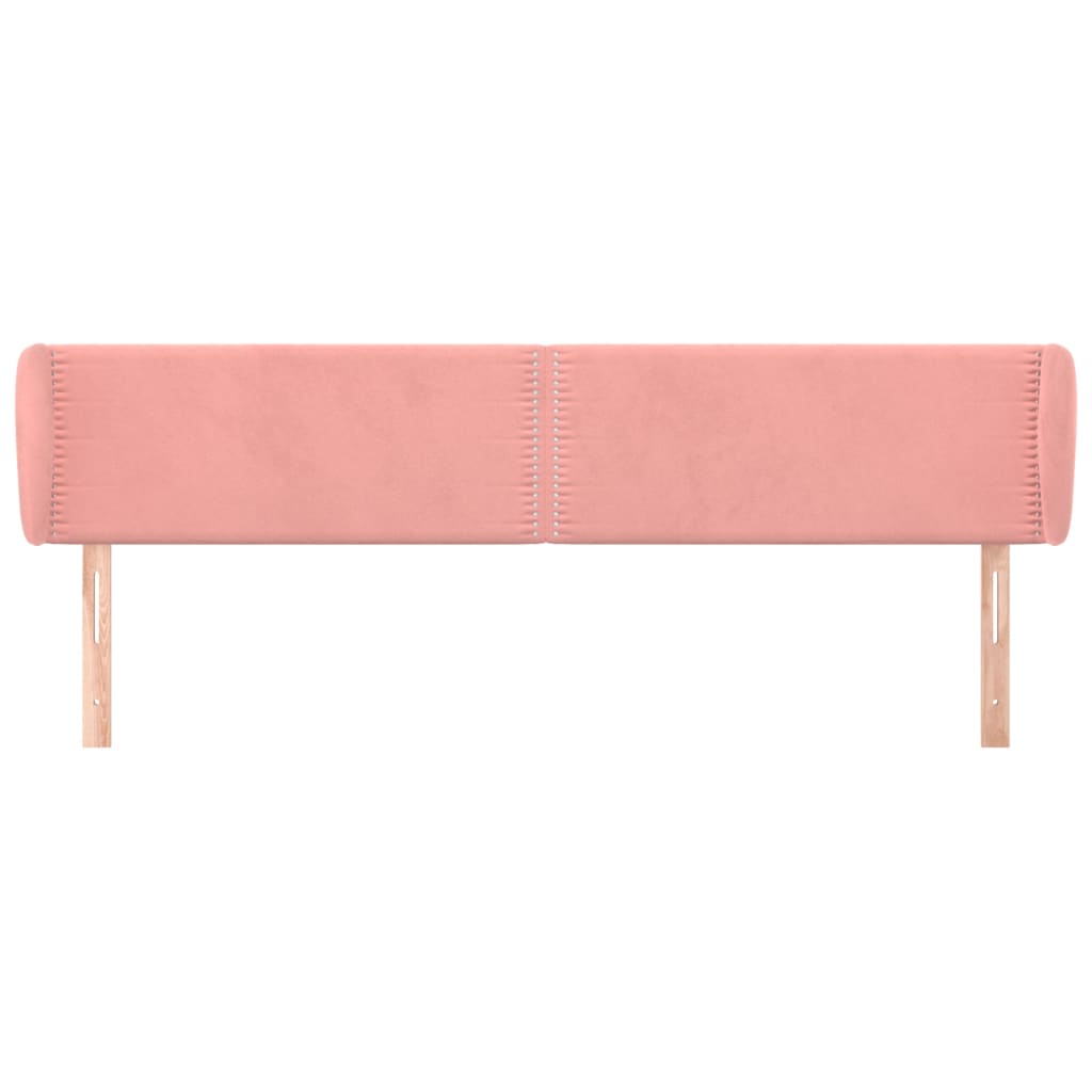 sengegavl med kanter 163x23x78/88 cm fløjl lyserød