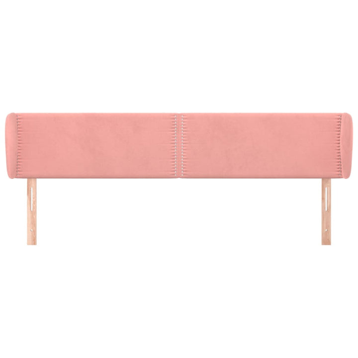 sengegavl med kanter 163x23x78/88 cm fløjl lyserød