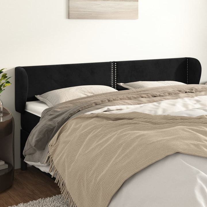 sengegavl med kanter 183x23x78/88 cm fløjl sort