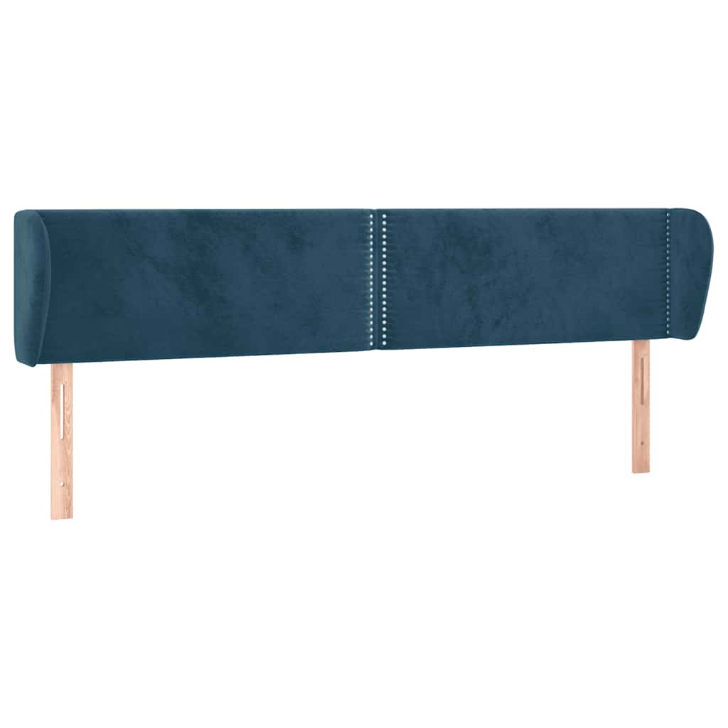 sengegavl med kanter 183x23x78/88 cm fløjl mørkeblå