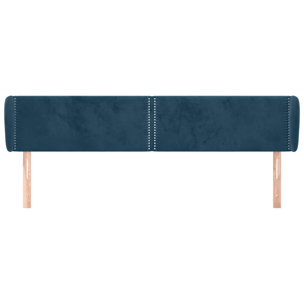 sengegavl med kanter 183x23x78/88 cm fløjl mørkeblå
