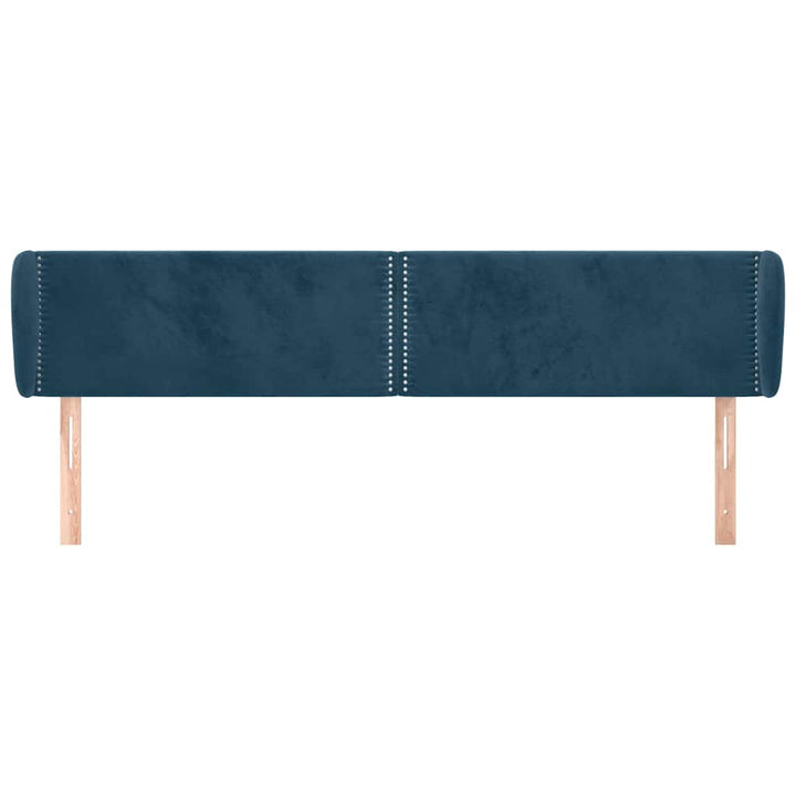 sengegavl med kanter 183x23x78/88 cm fløjl mørkeblå
