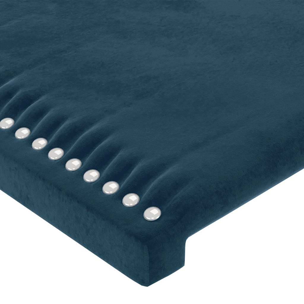sengegavl med kanter 183x23x78/88 cm fløjl mørkeblå