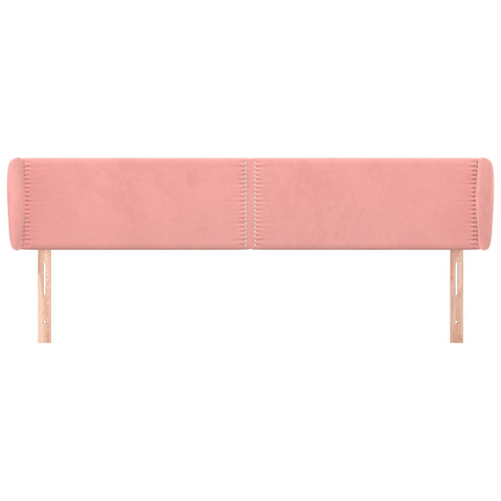 sengegavl med kanter 183x23x78/88 cm fløjl lyserød