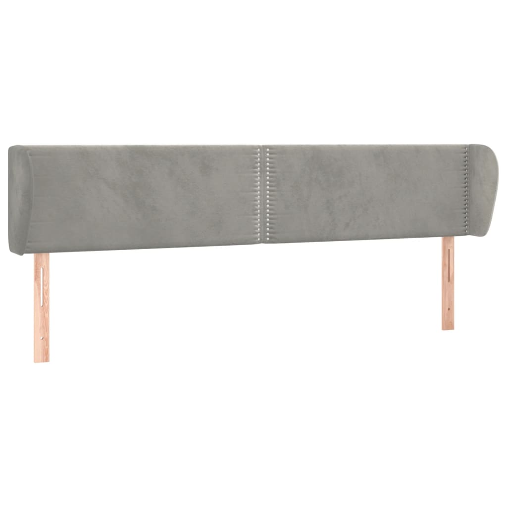 sengegavl med kanter 203x23x78/88cm fløjl lysegrå