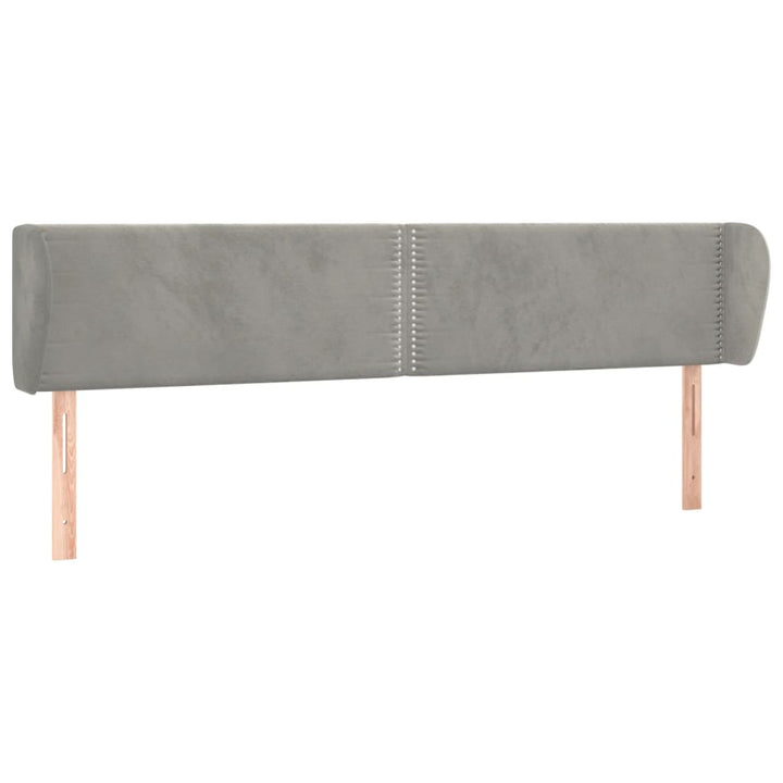 sengegavl med kanter 203x23x78/88cm fløjl lysegrå