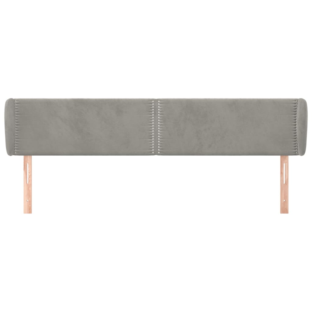 sengegavl med kanter 203x23x78/88cm fløjl lysegrå