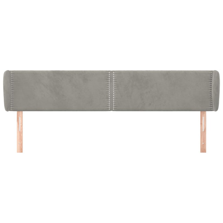 sengegavl med kanter 203x23x78/88cm fløjl lysegrå