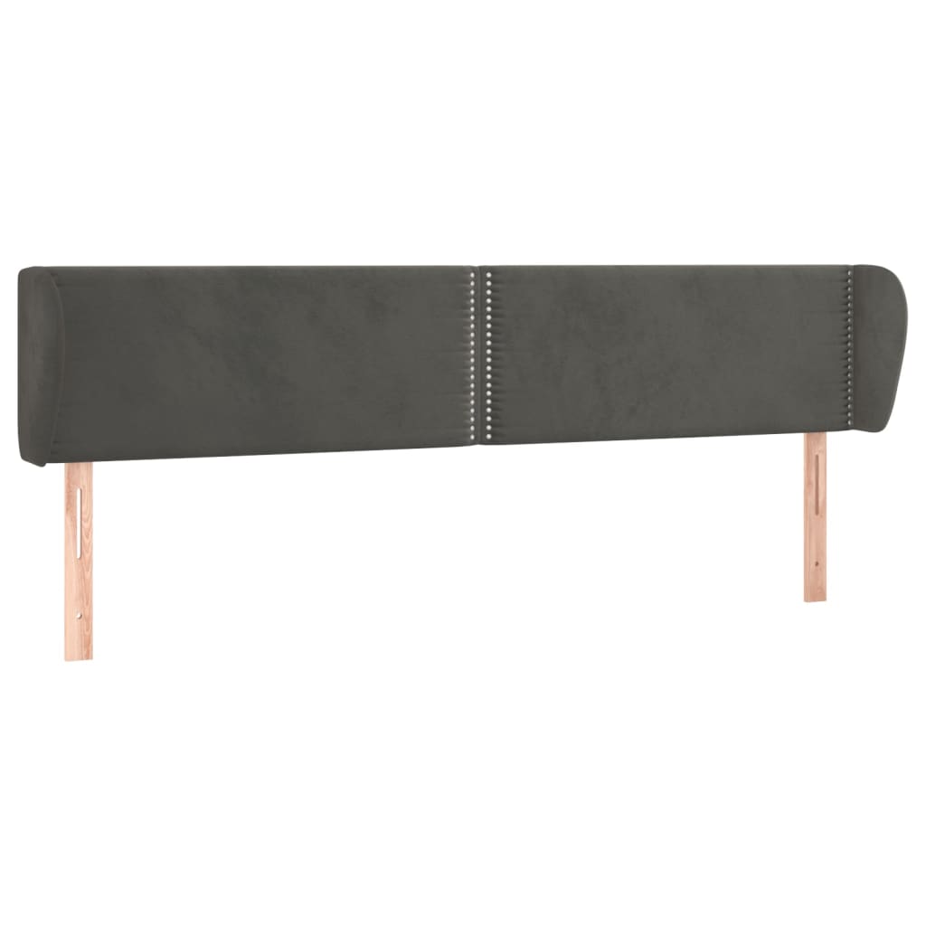 sengegavl med kanter 203x23x78/88 cm fløjl mørkegrå