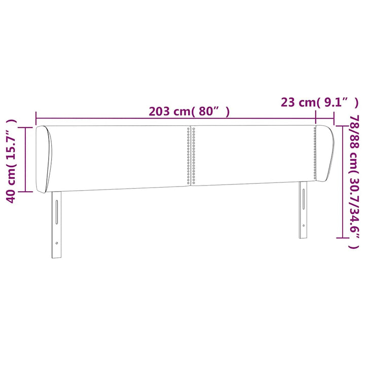 sengegavl med kanter 203x23x78/88 cm fløjl mørkegrøn