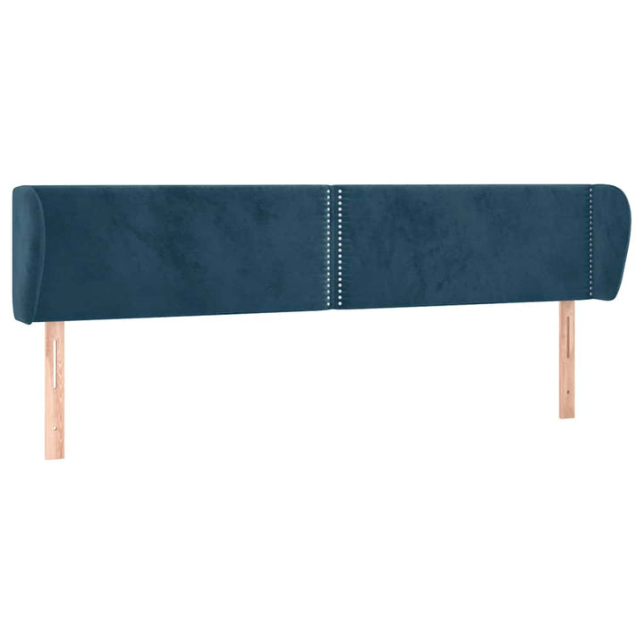 sengegavl med kanter 203x23x78/88 cm fløjl mørkeblå