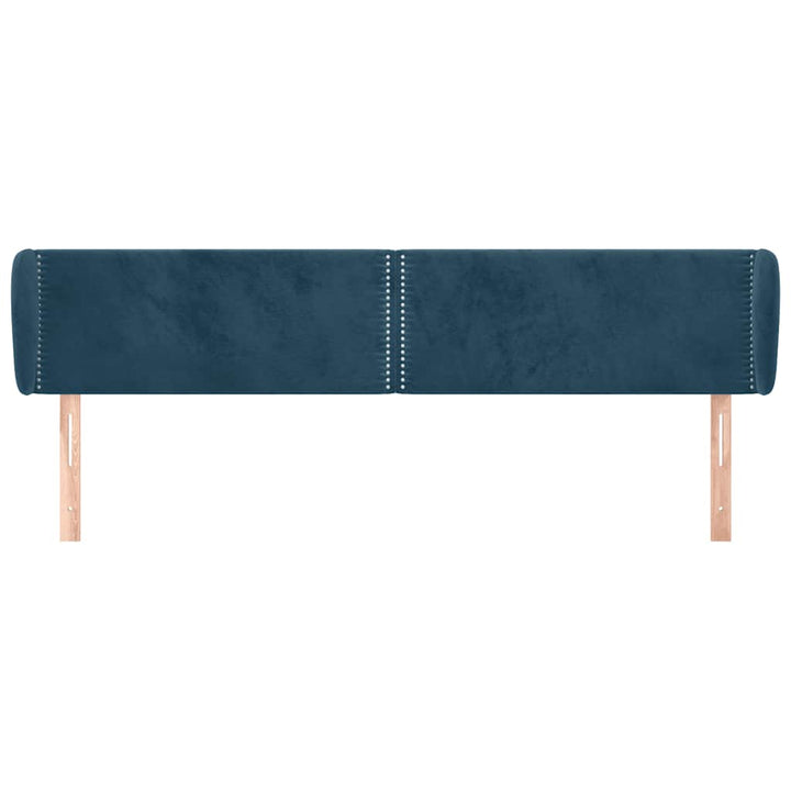 sengegavl med kanter 203x23x78/88 cm fløjl mørkeblå