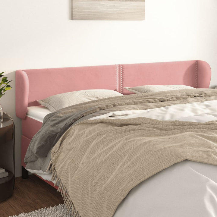 sengegavl med kanter 203x23x78/88 cm fløjl lyserød