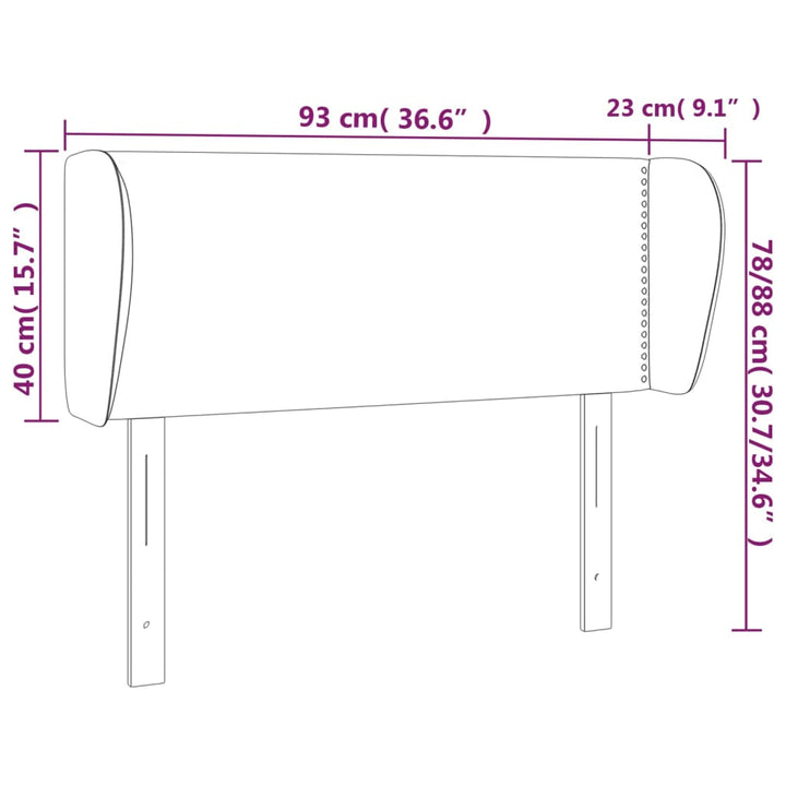 sengegavl med kanter 93x23x78/88 cm kunstlæder sort