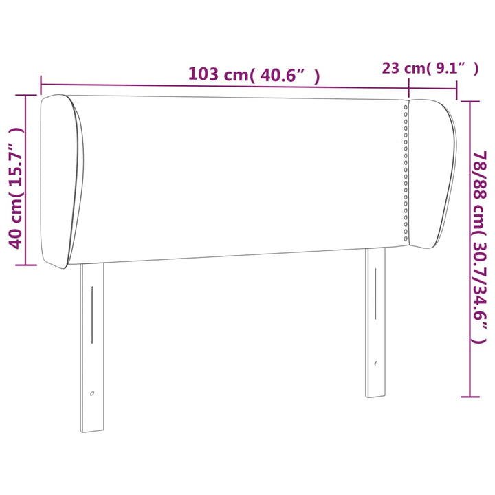 sengegavl med kanter 103x23x78/88 cm kunstlæder sort