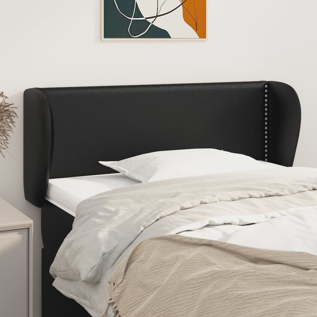 sengegavl med kanter 103x23x78/88 cm kunstlæder sort
