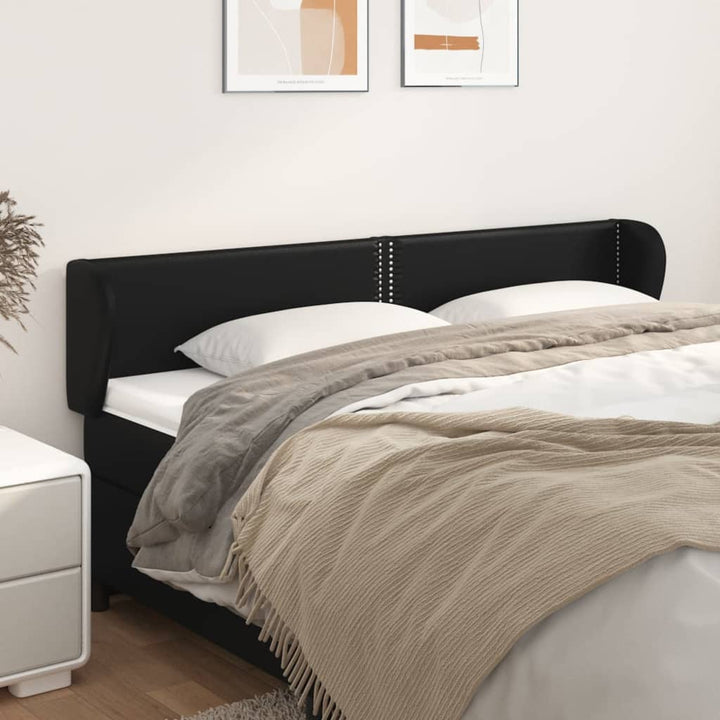 sengegavl med kanter 183x23x78/88 cm kunstlæder sort