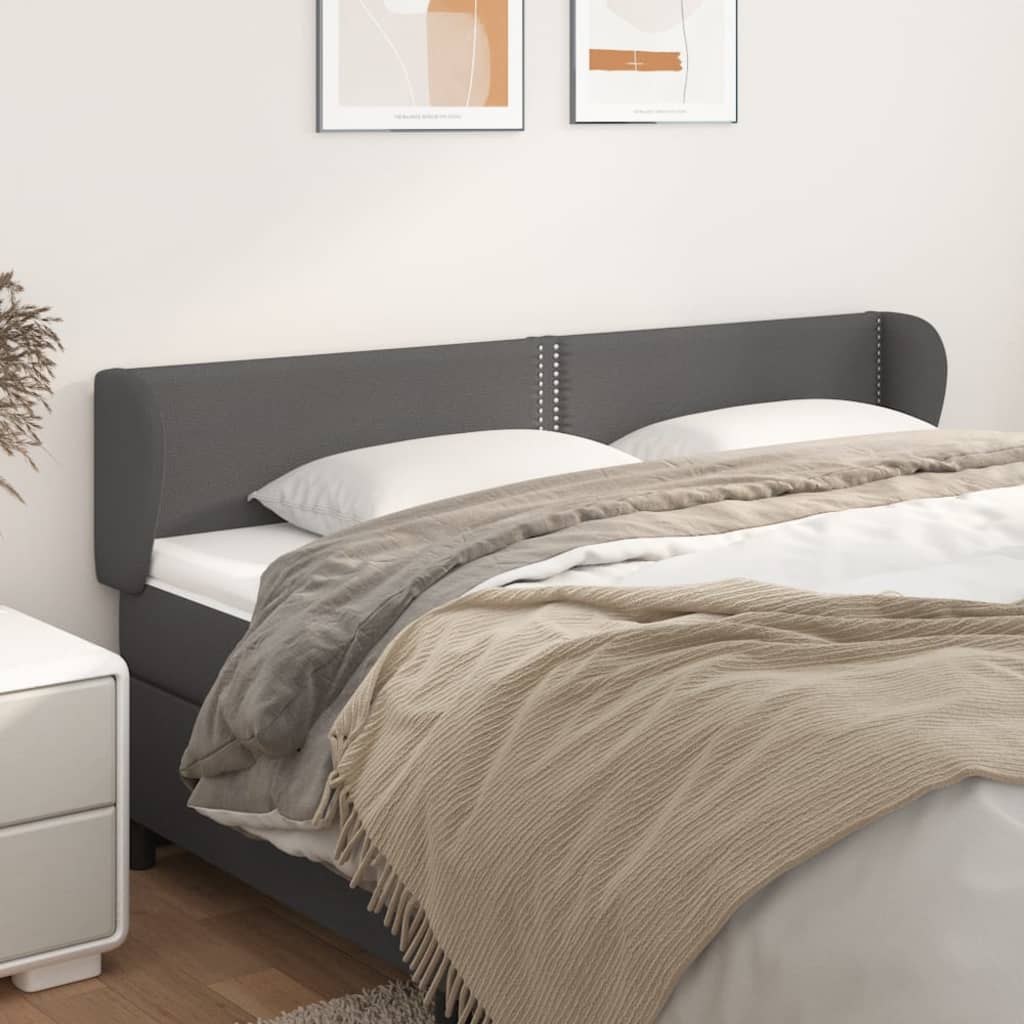 sengegavl med kanter 183x23x78/88 cm kunstlæder grå