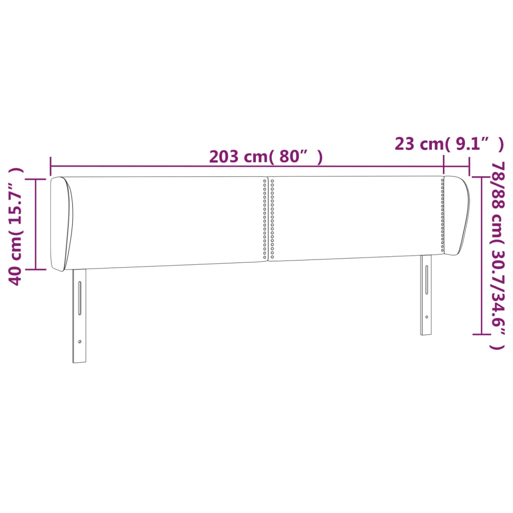 sengegavl med kanter 203x23x78/88 cm kunstlæder grå
