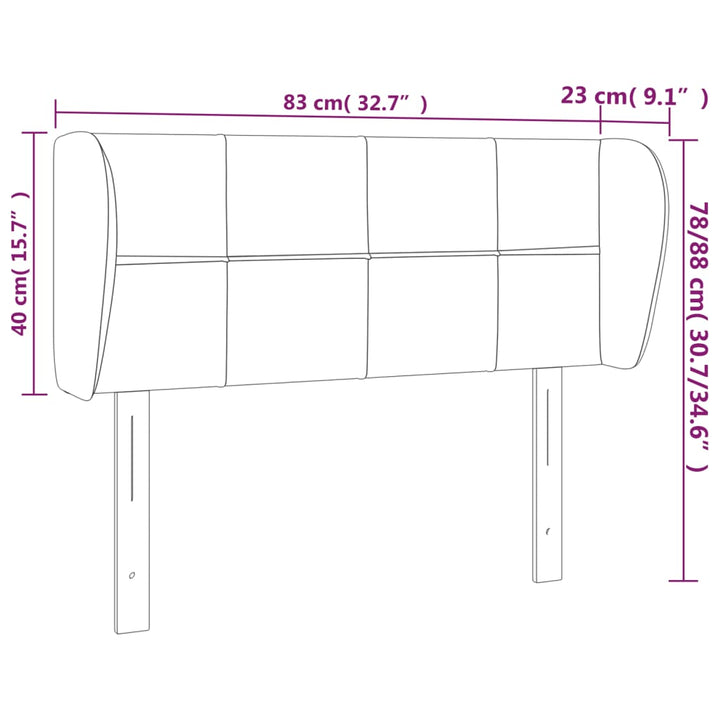 sengegavl med kanter 83x23x78/88 cm stof lysegrå