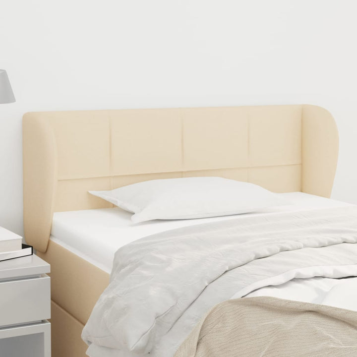 sengegavl med kanter 103x23x78/88 cm stof cremefarvet