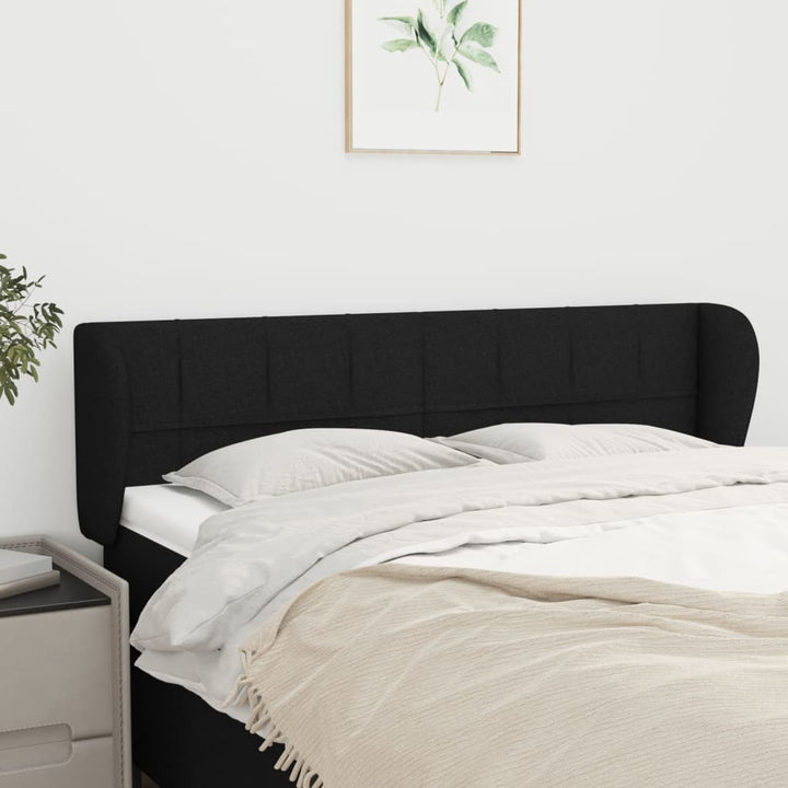 sengegavl med kanter 147x23x78/88 cm stof sort