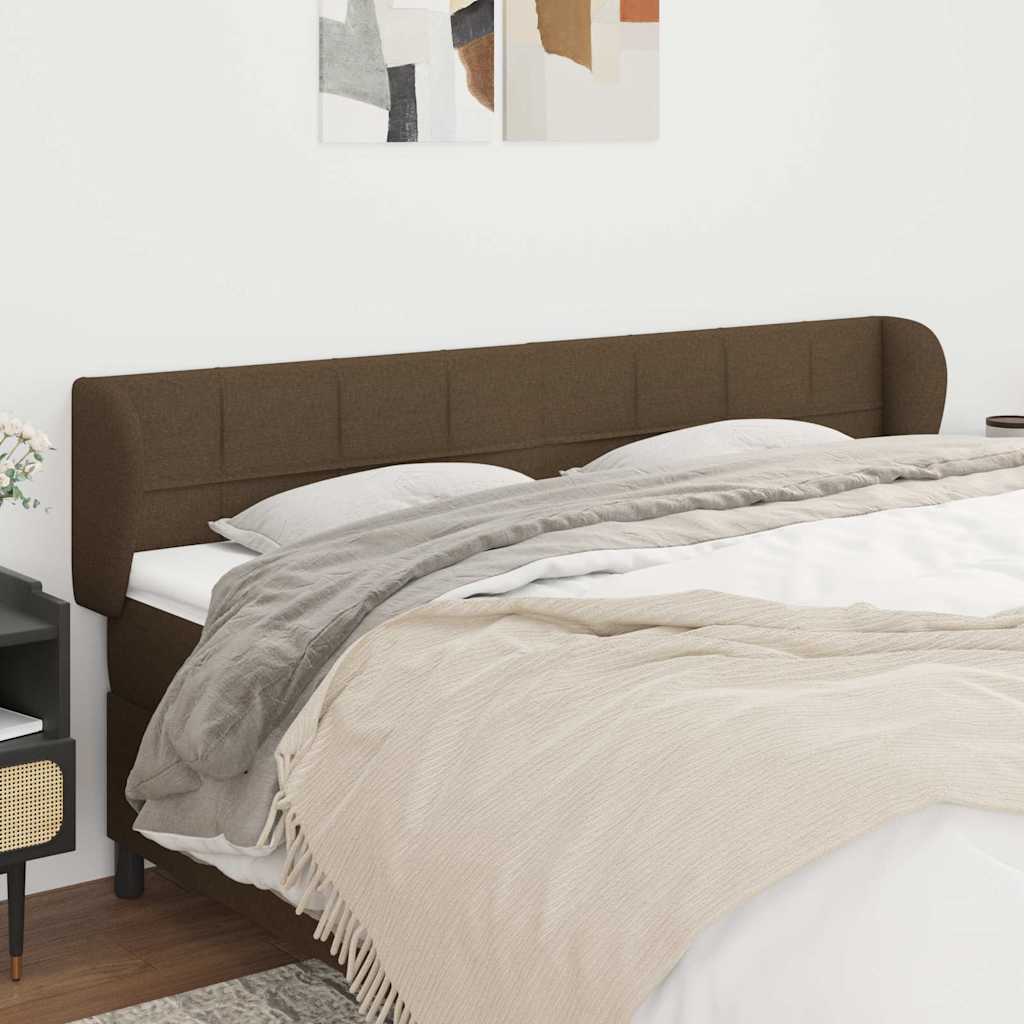 sengegavl med kanter 163x23x78/88 cm stof mørkebrun