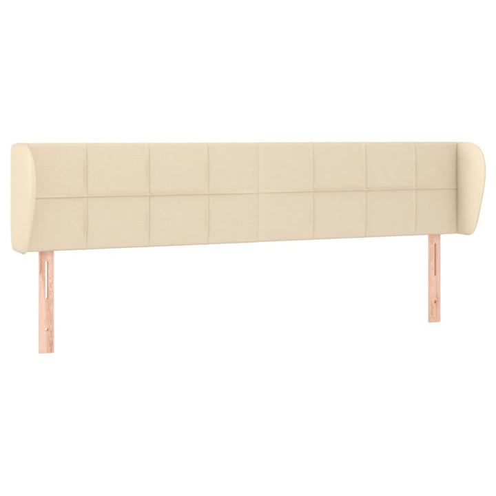 sengegavl med kanter 163x23x78/88 cm stof cremefarvet