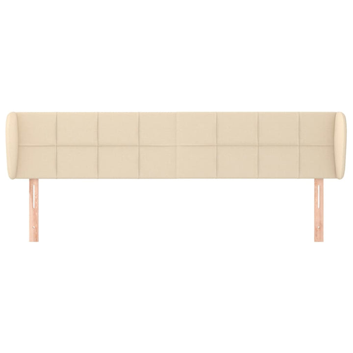 sengegavl med kanter 163x23x78/88 cm stof cremefarvet