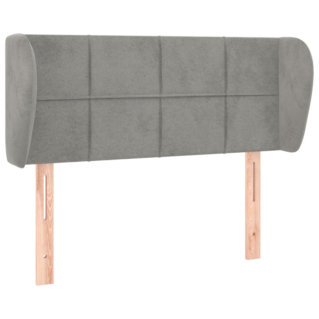 sengegavl med kanter 83x23x78/88 cm fløjl lysegrå