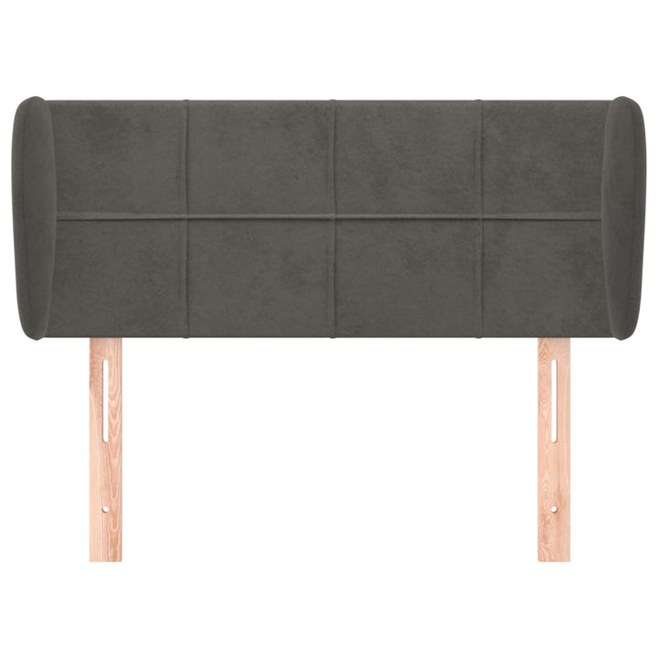 sengegavl med kanter 83x23x78/88 cm fløjl mørkegrå