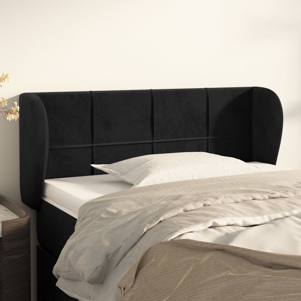 sengegavl med kanter 93x23x78/88 cm fløjl sort