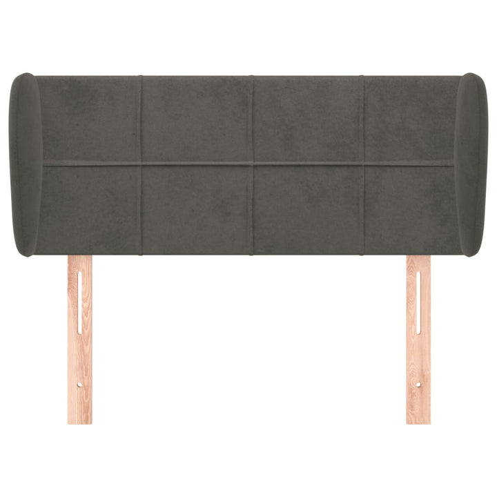 sengegavl med kanter 103x23x78/88 cm fløjl mørkegrå