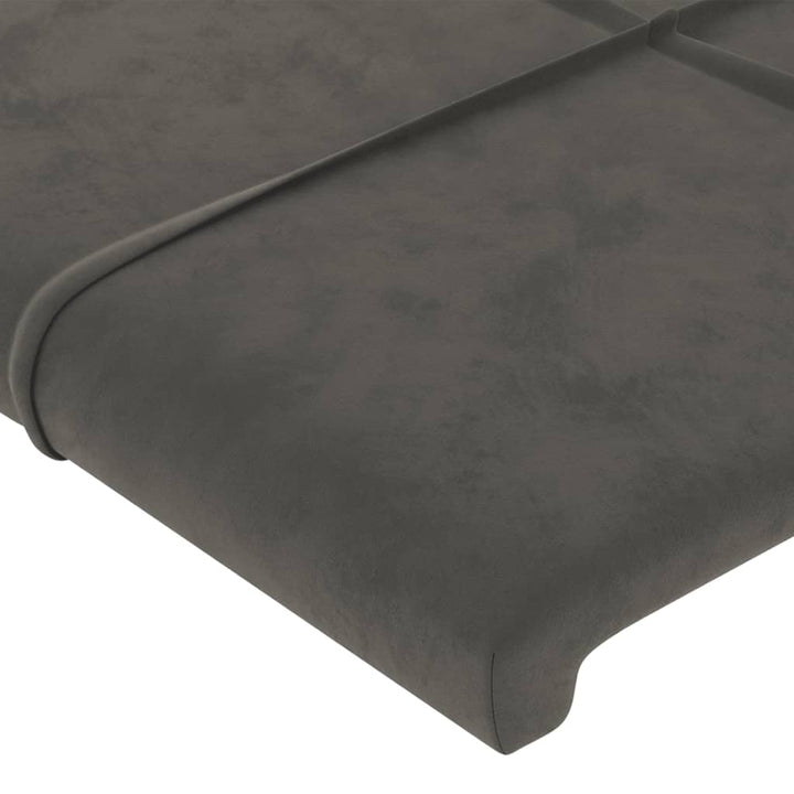 sengegavl med kanter 103x23x78/88 cm fløjl mørkegrå