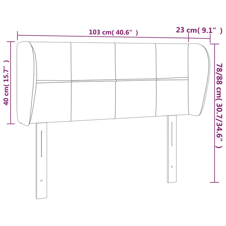 sengegavl med kanter 103x23x78/88 cm fløjl lyserød