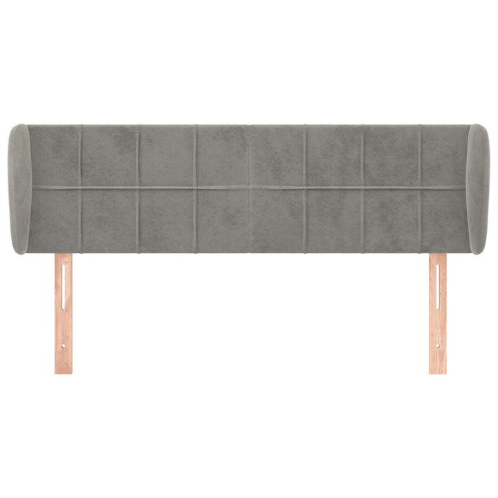 sengegavl med kanter 147x23x78/88cm fløjl lysegrå
