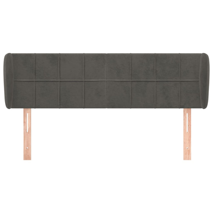 sengegavl med kanter 147x23x78/88 cm fløjl mørkegrå