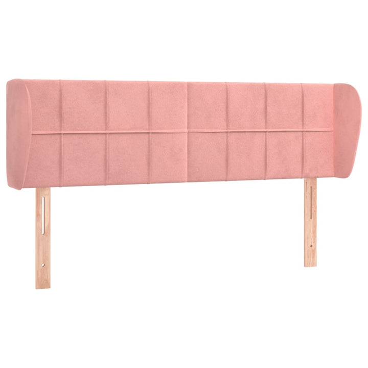 sengegavl med kanter 147x23x78/88 cm fløjl lyserød
