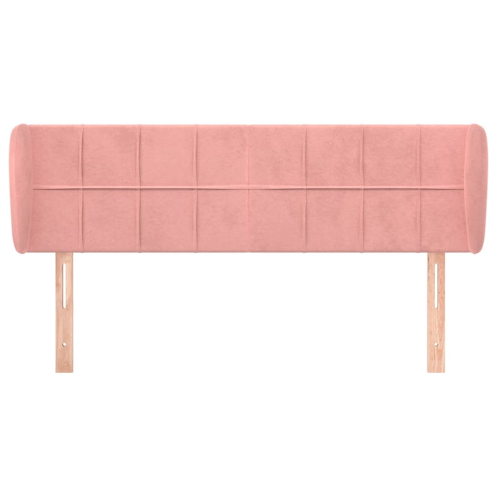 sengegavl med kanter 147x23x78/88 cm fløjl lyserød