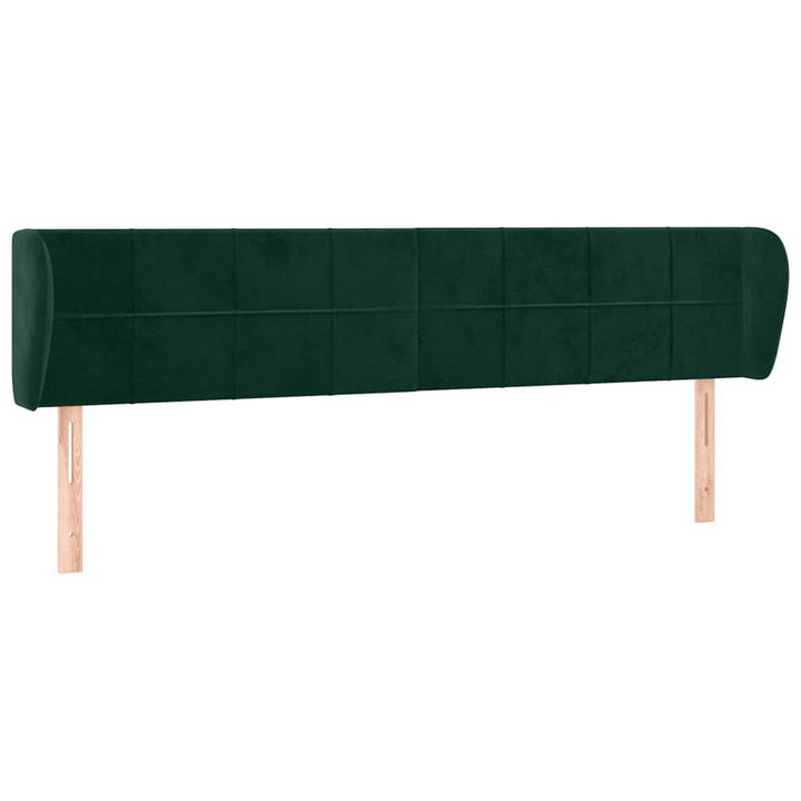 sengegavl med kanter 163x23x78/88 cm fløjl mørkegrøn