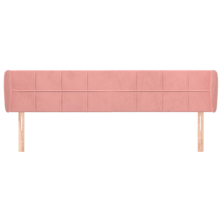 sengegavl med kanter 163x23x78/88 cm fløjl lyserød