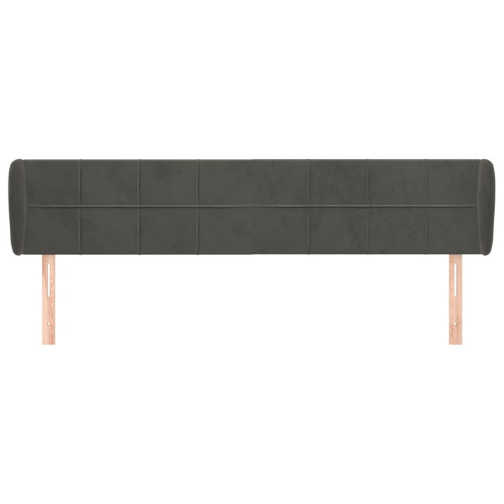 sengegavl med kanter 183x23x78/88 cm fløjl mørkegrå