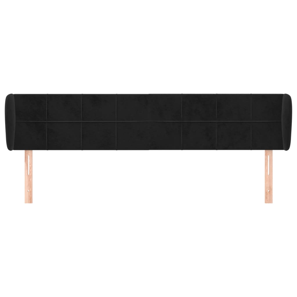 sengegavl med kanter 183x23x78/88 cm fløjl sort
