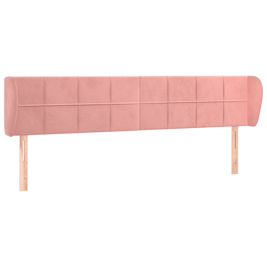 sengegavl med kanter 203x23x78/88 cm fløjl lyserød
