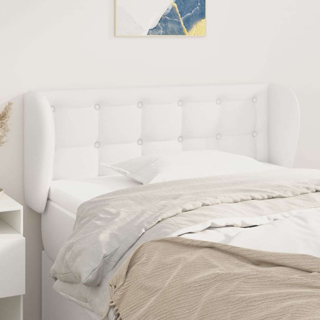 sengegavl med kanter 83x23x78/88 cm kunstlæder hvid