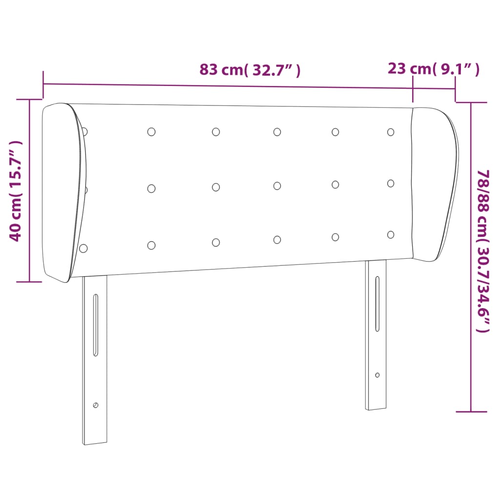 sengegavl med kanter 83x23x78/88 cm kunstlæder grå