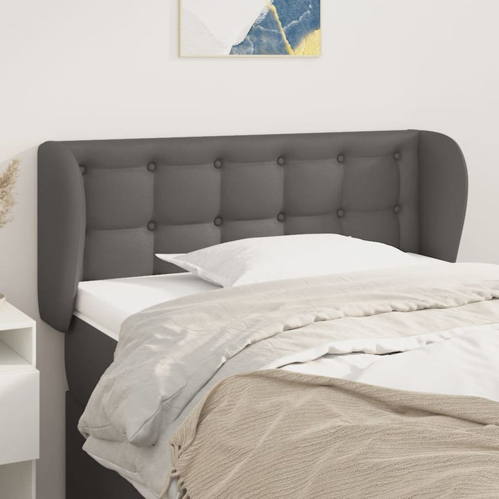 sengegavl med kanter 83x23x78/88 cm kunstlæder grå